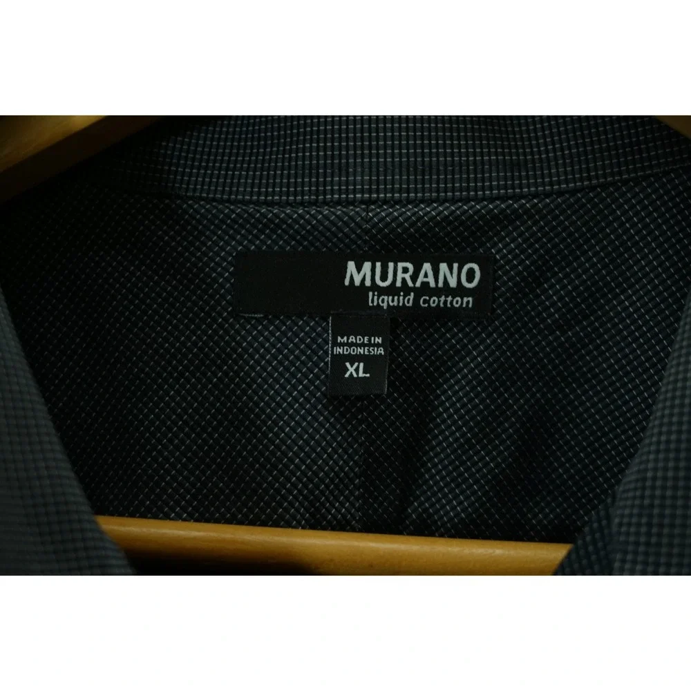 MURANO Men's XL Liquid Cotton Button Up Gray Long Sleeve Formal Dress Shirt SOFT